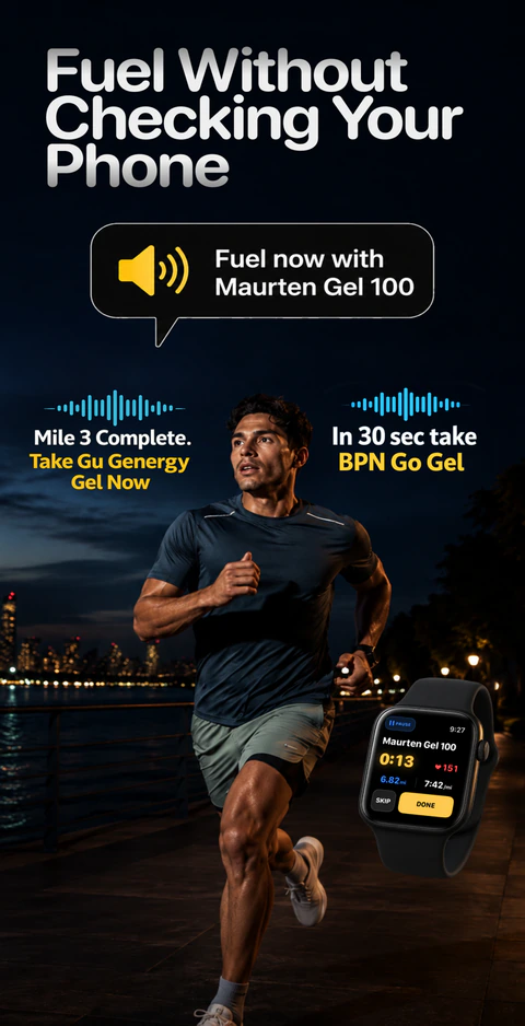 Fuelstate hands-free fueling cues during a run